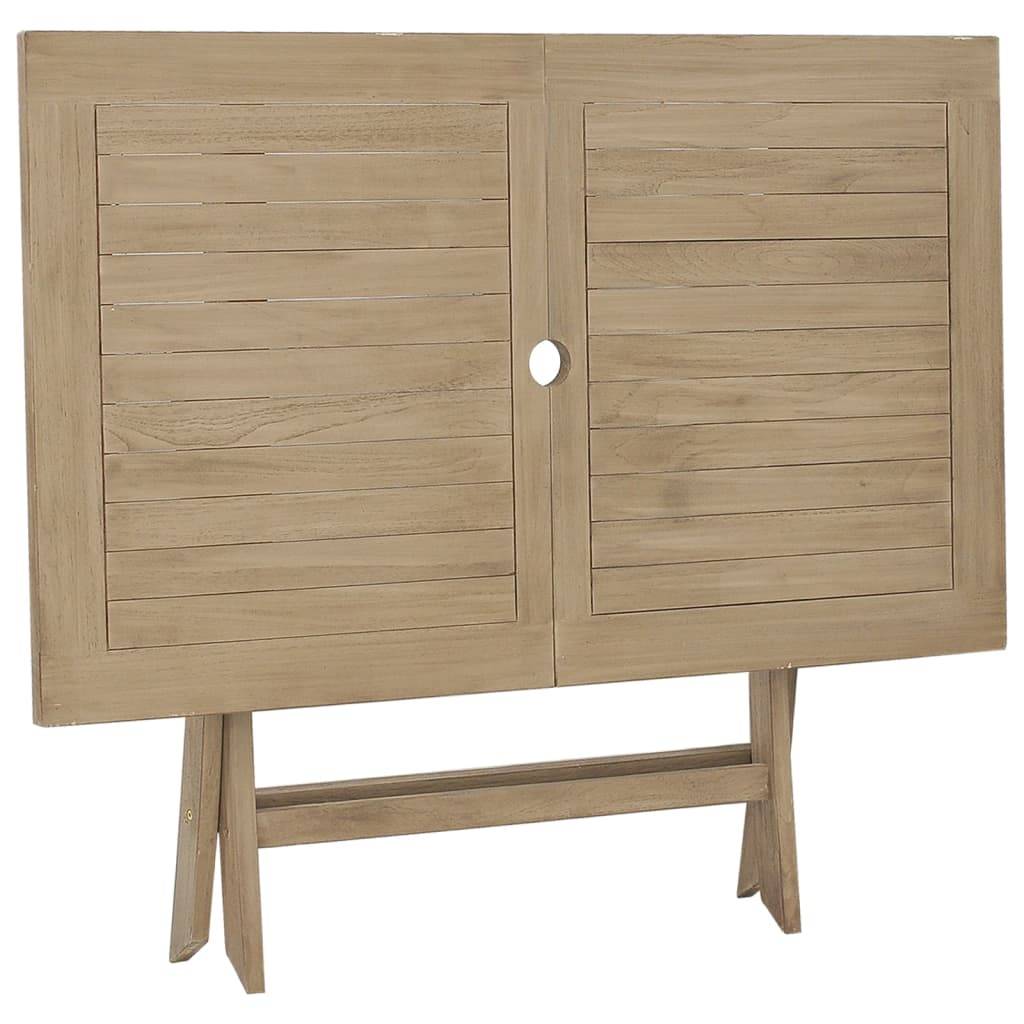 Table de jardin pliante bois de teck solide gris 120 x 70 x 75 cm - PANGIVO - Image 5