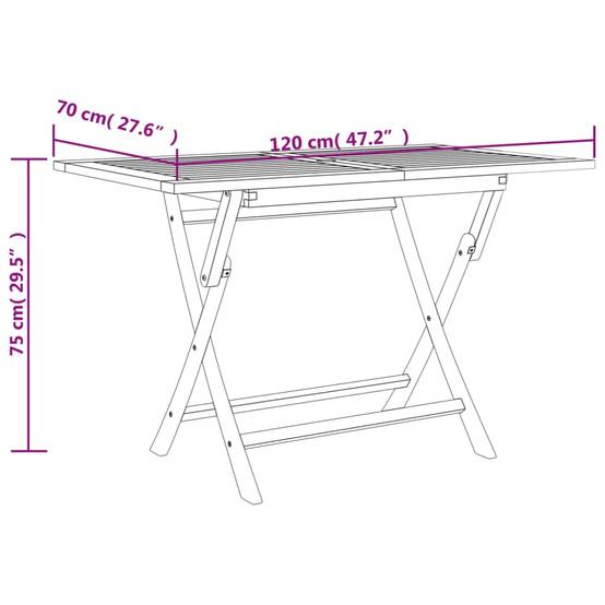 Table de jardin pliante bois de teck solide gris 120 x 70 x 75 cm - PANGIVO - Image 8