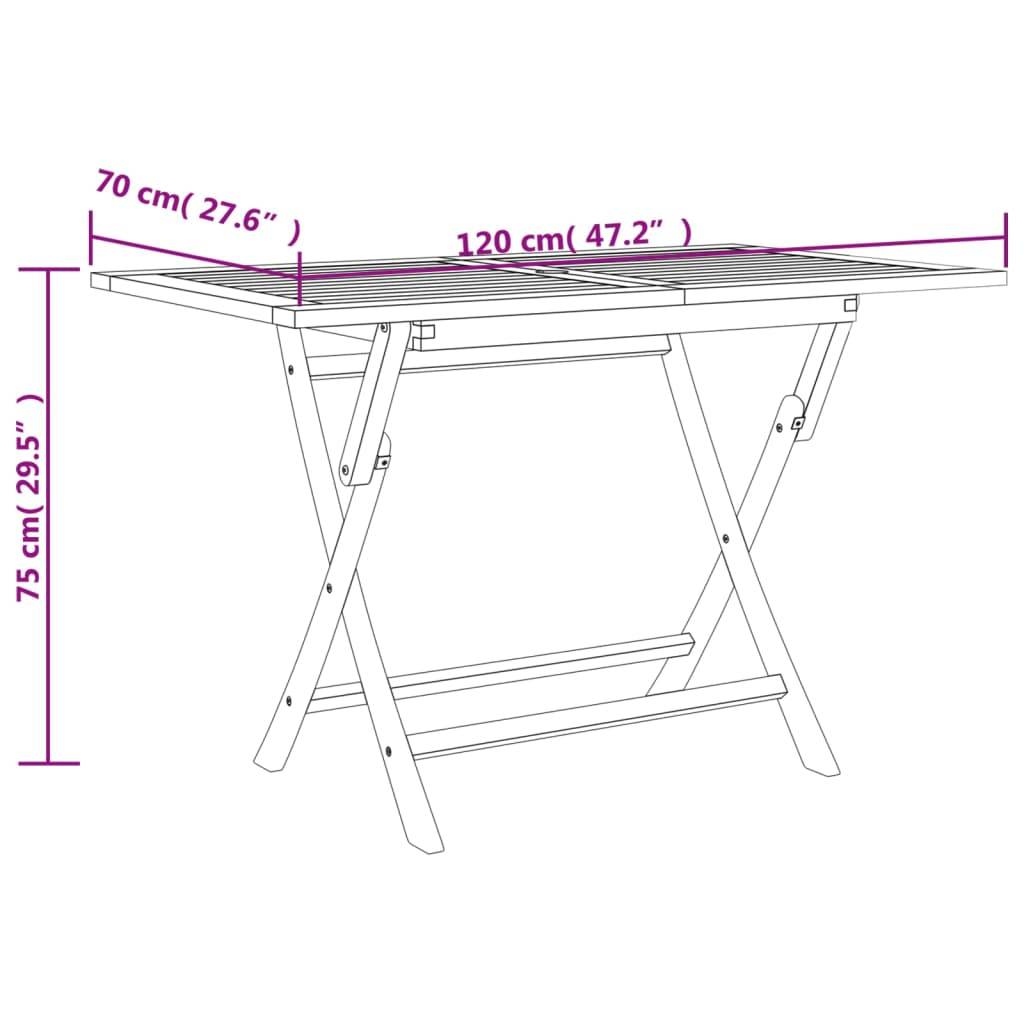 Table de jardin pliante bois de teck solide gris 120 x 70 x 75 cm - PANGIVO - Image 8