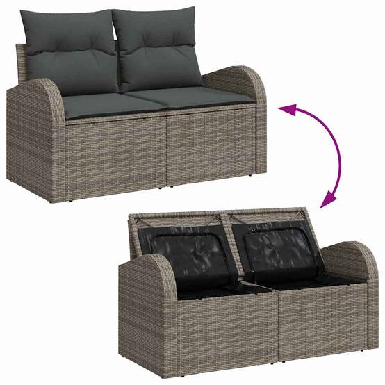 Ensemble Canapé d'Extérieur 7 Pièces Résine Tressée avec Stockage et Pouf Gris – ComfortXL Outdoor Living - Image 4