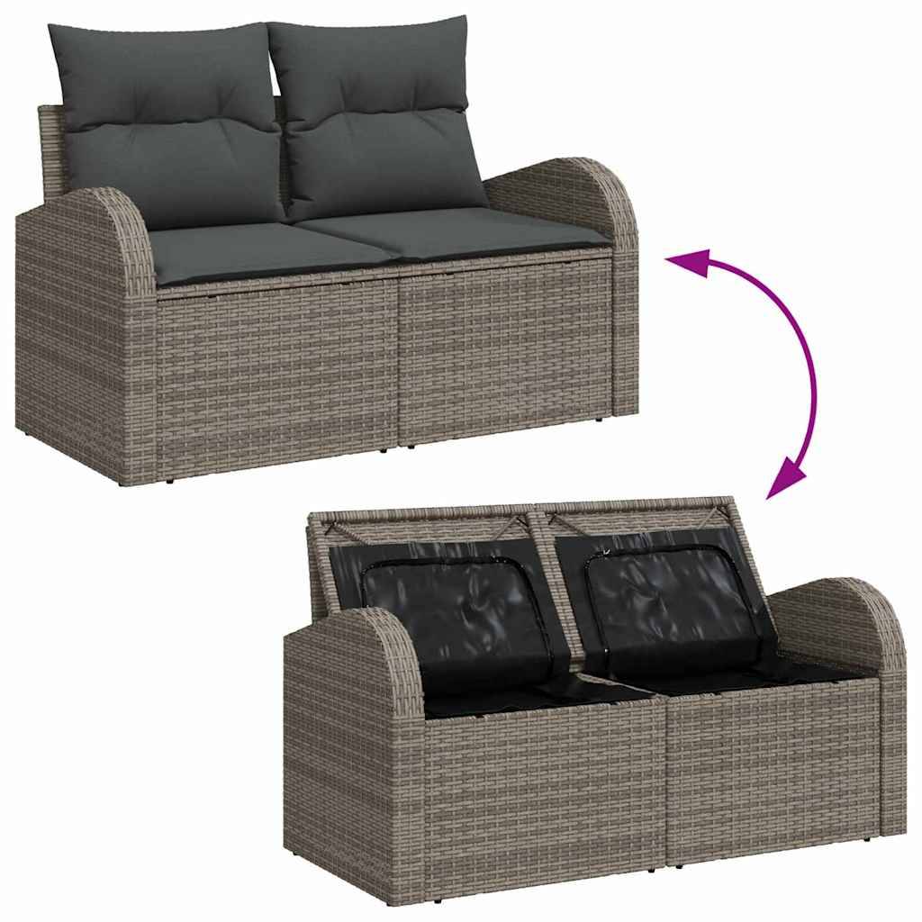 Ensemble Canapé d'Extérieur 7 Pièces Résine Tressée avec Stockage et Pouf Gris – ComfortXL Outdoor Living - Image 4