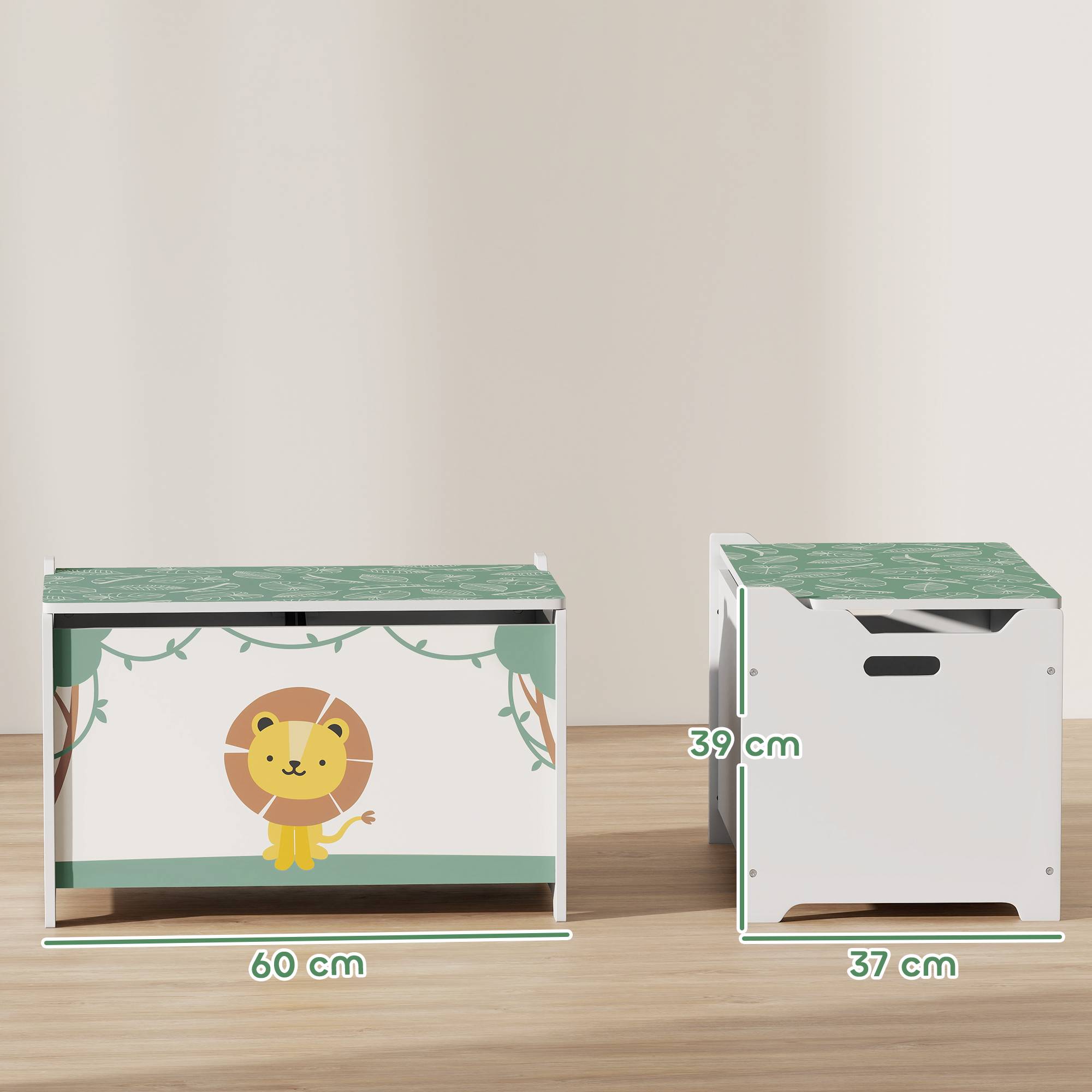 Coffre à jouets de 53 L, coffre à jouets pour enfants avec couvercle à charnière et vérin à gaz, vert - Image 5