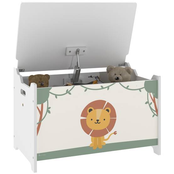 Coffre à jouets de 53 L, coffre à jouets pour enfants avec couvercle à charnière et vérin à gaz, vert - Image 1