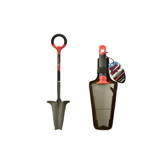 ROOTSLAYER | Pack Duo | Noir | Adulte | Outils jardin | Bêche | Transplantoir | Acier de carbone- VENTEO - Image 1