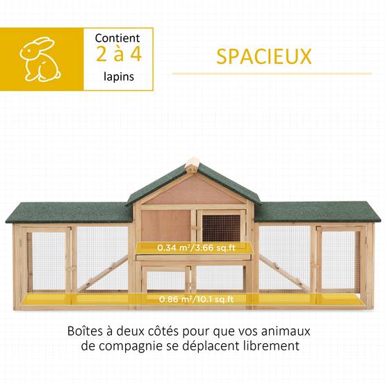 Clapier XXL rongeurs bois massif pin 2 étages avec toit bitumé 210x45.5x84.5cm - ComfortXL Outdoor Living - Image 7
