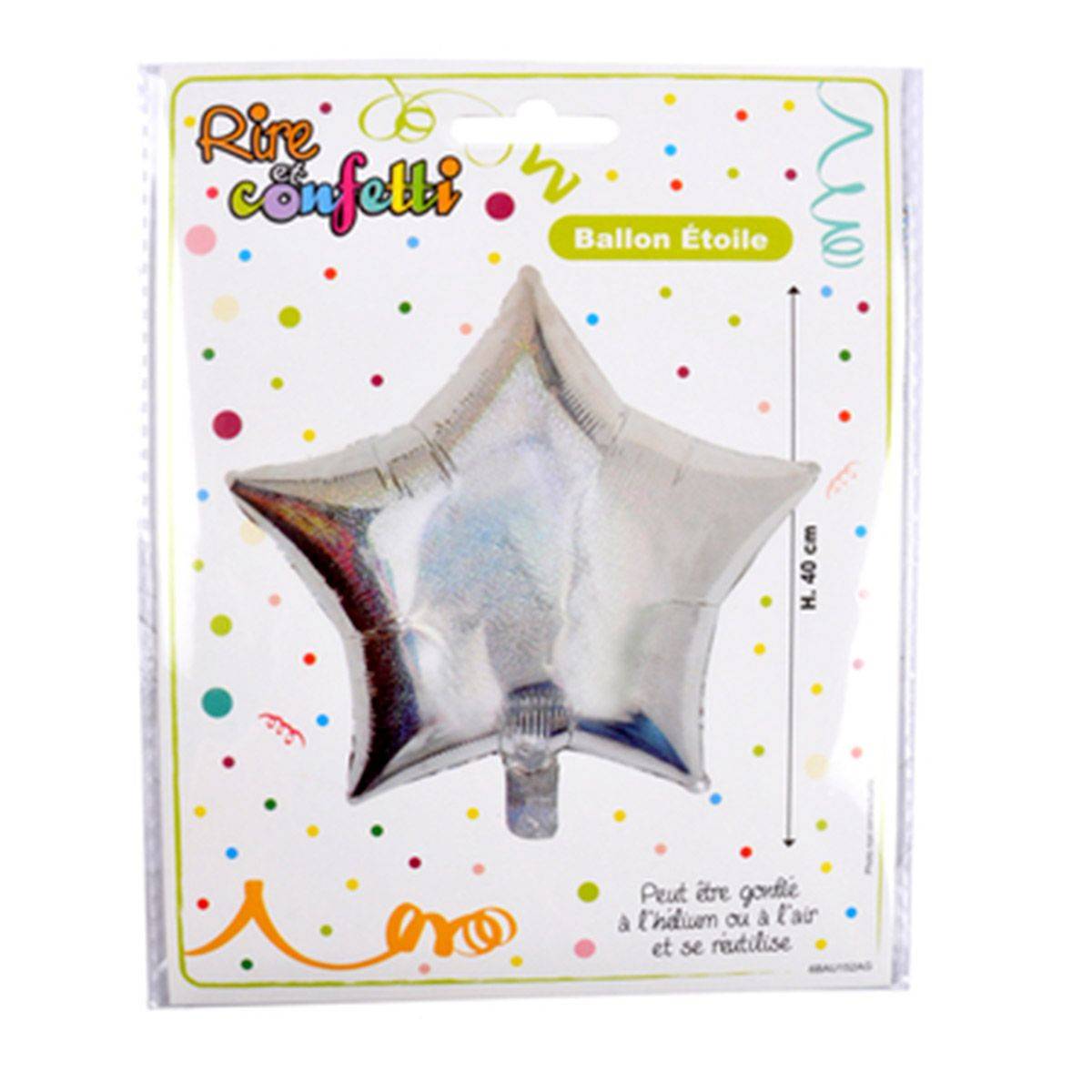 Ballon Gonflable Métallisé "Étoile" 40cm Argent - Image 2