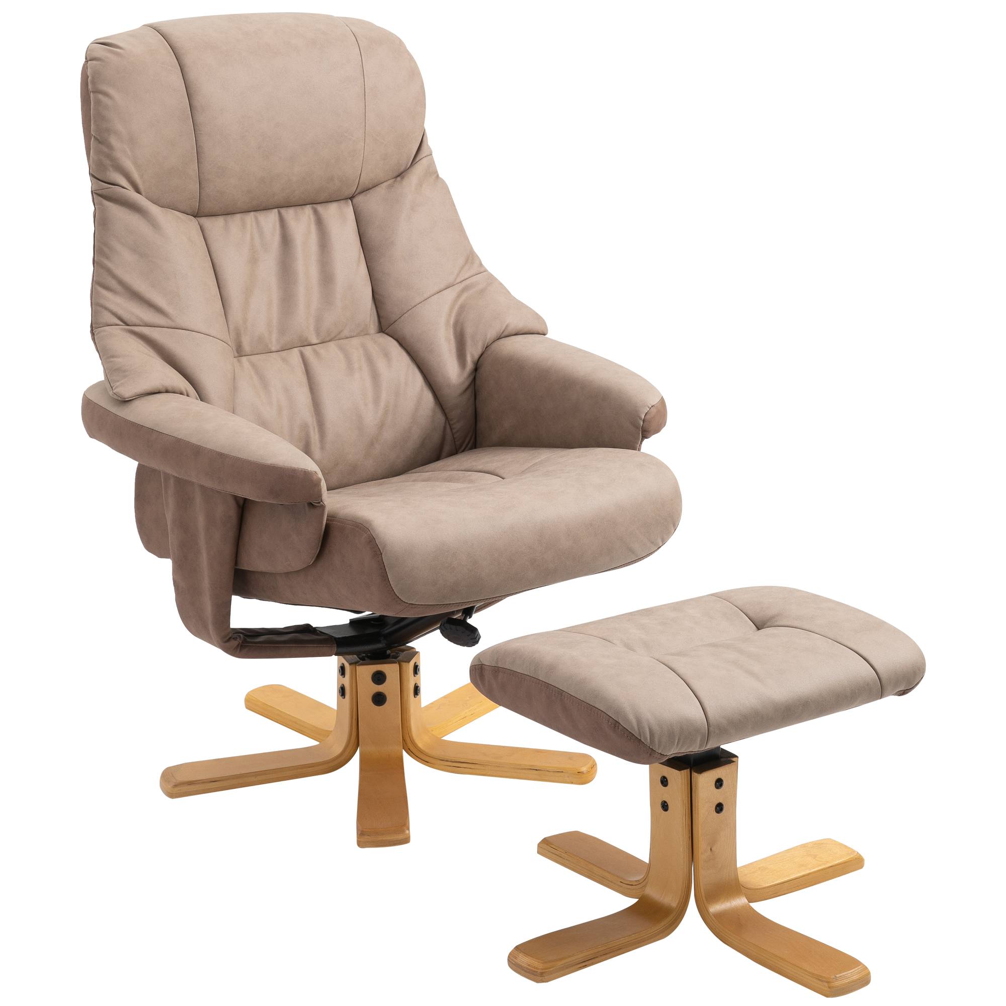 Fauteuil relax inclinable 135° pivotant 360° avec repose-pieds revêtement microfibre marron - Image 8