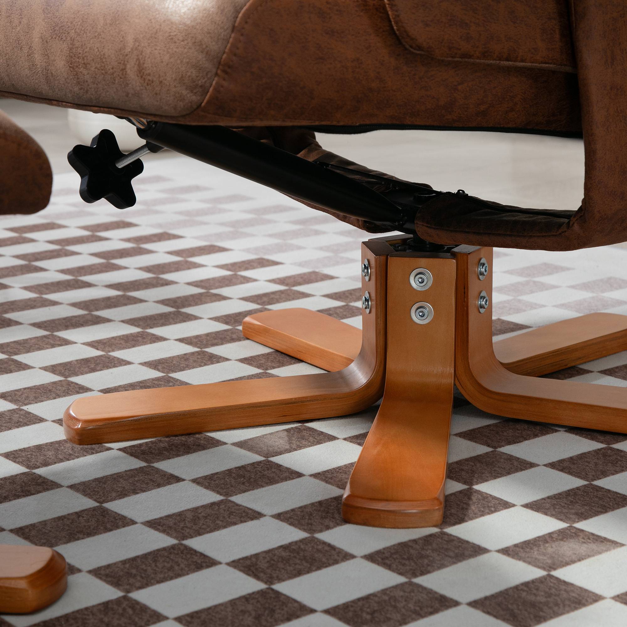Fauteuil relax inclinable 135° pivotant 360° avec repose-pieds revêtement microfibre marron - Image 7