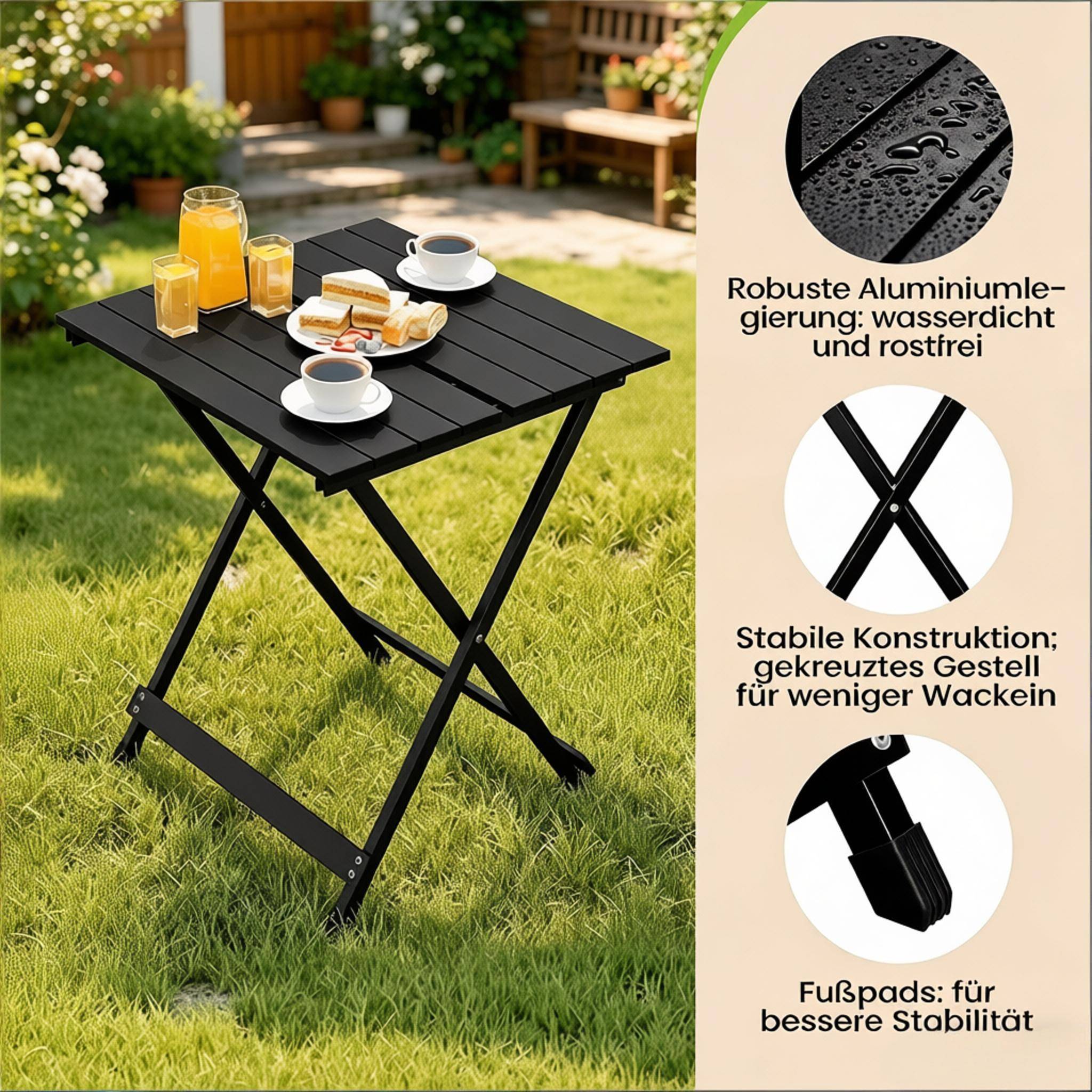 ComfortXL - Table pliante camping aluminium jardin extérieur multi-usage 50x47x59cm noir - ComfortXL Outdoor Living - Image 6