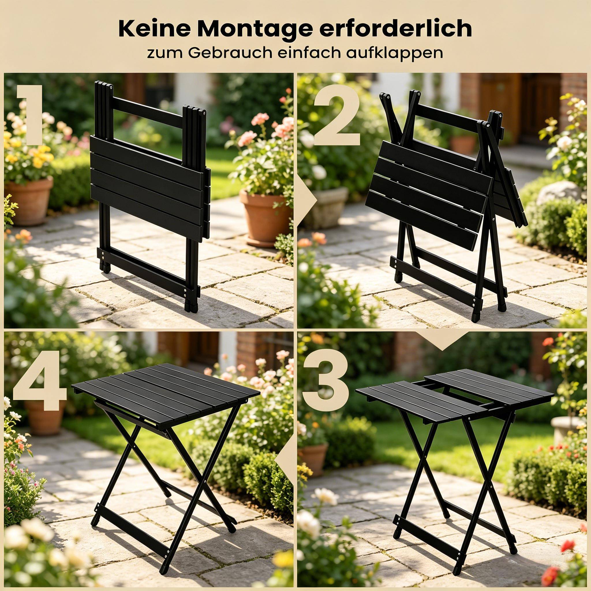 ComfortXL - Table pliante camping aluminium jardin extérieur multi-usage 50x47x59cm noir - ComfortXL Outdoor Living - Image 3