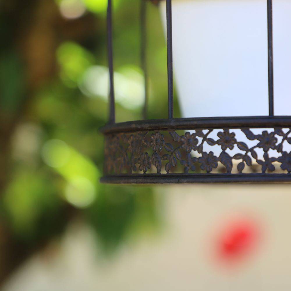 Cage à oiseaux porte plante jardinière extérieure métal marron 18cm Chemin de campagne - Imagen 4