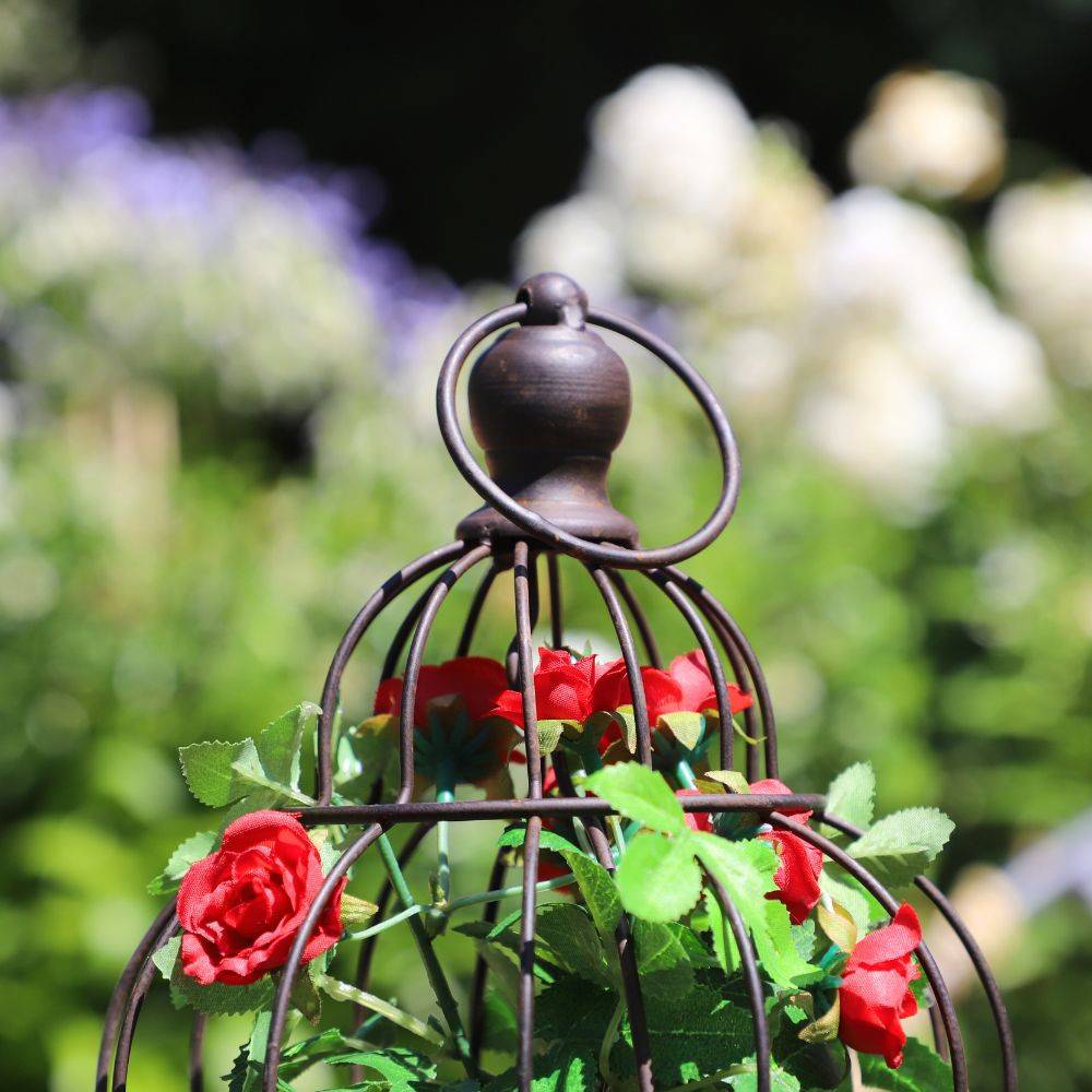 Cage à oiseaux porte plante jardinière extérieure métal marron 18cm Chemin de campagne - Imagen 3