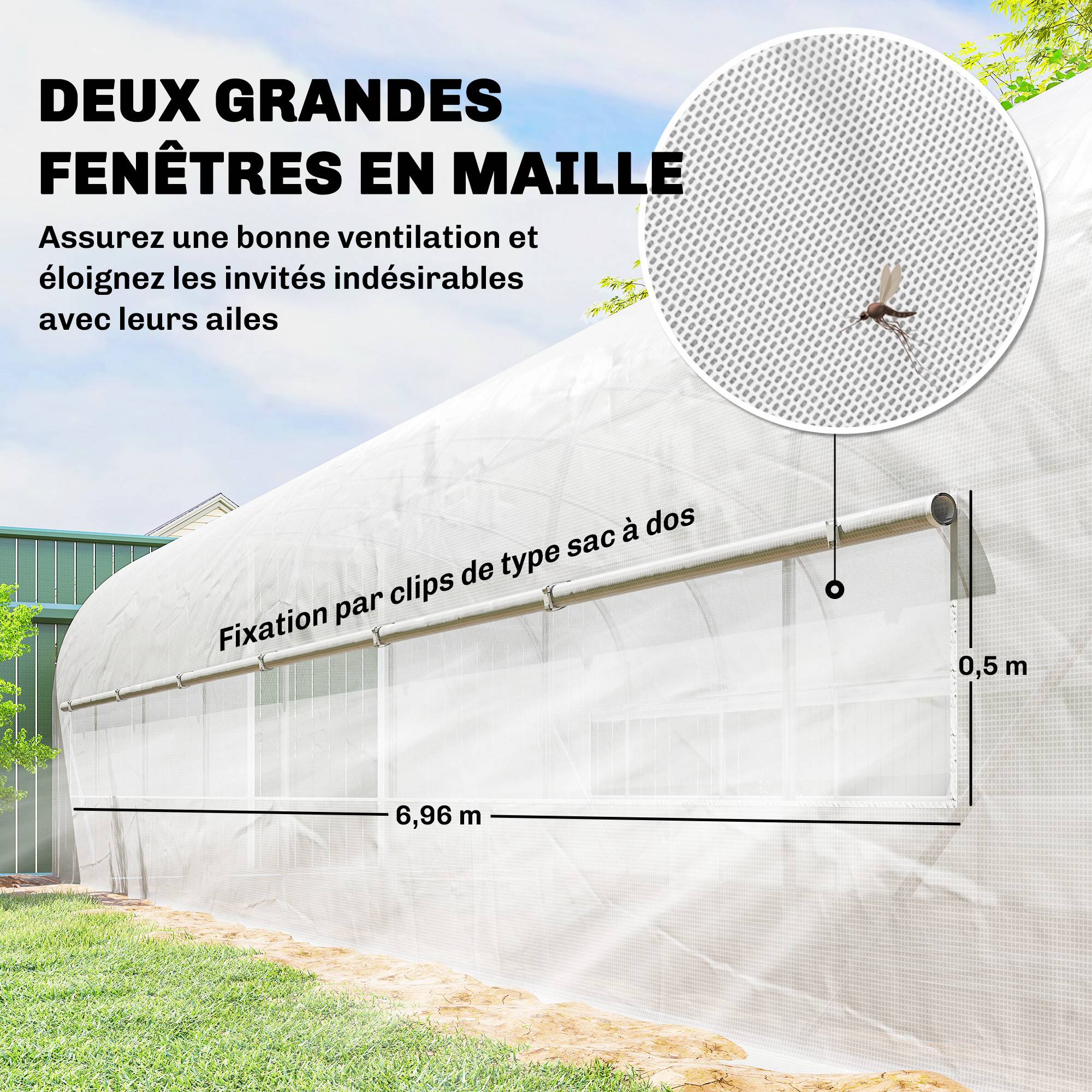 ComfortXL - Serre tunnel de jardin en PE et acier pour cultures protection optimale 798x295cm blanc - ComfortXL Outdoor Living - Image 8