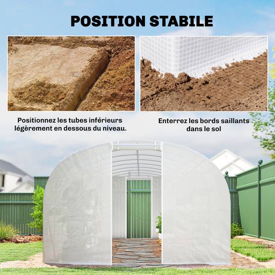 ComfortXL - Serre tunnel de jardin en PE et acier pour cultures protection optimale 798x295cm blanc - ComfortXL Outdoor Living - Image 10