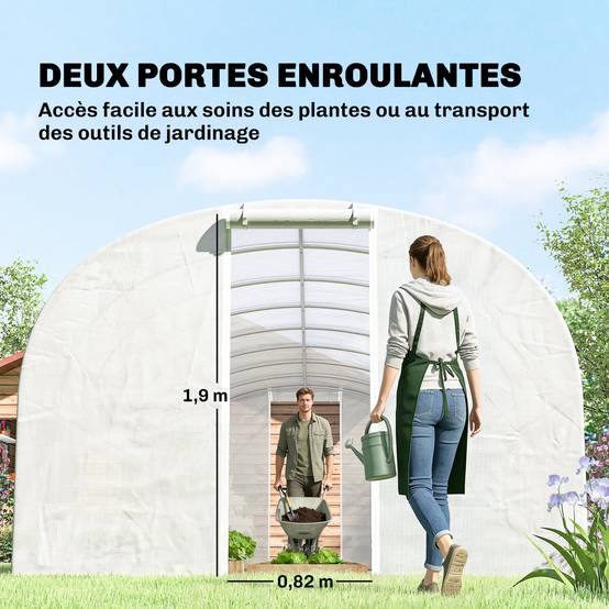 ComfortXL - Serre tunnel de jardin en PE et acier pour cultures protection optimale 798x295cm blanc - ComfortXL Outdoor Living - Image 9