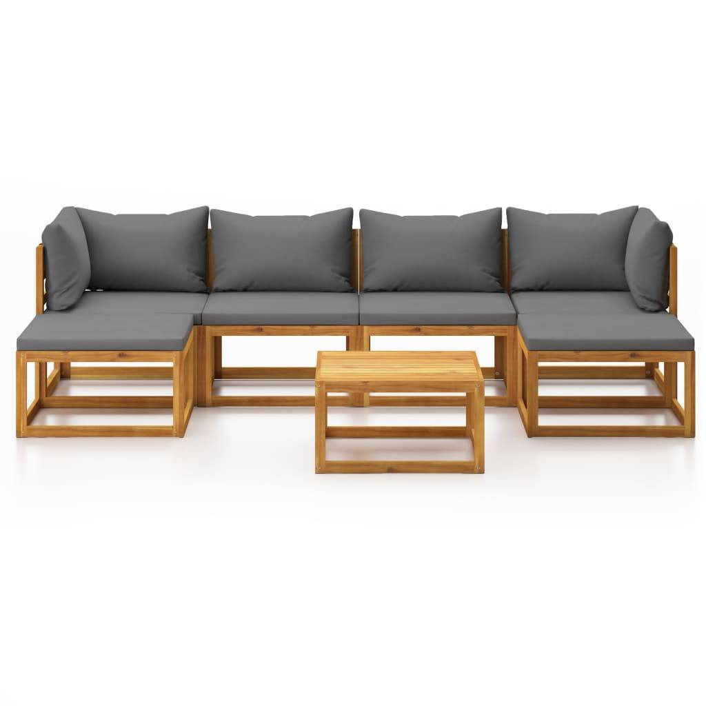 Helloshop26 - Salon de jardin meuble d'extérieur ensemble de mobilier 7 pièces avec coussin bois d'acacia solide - Imagen 2
