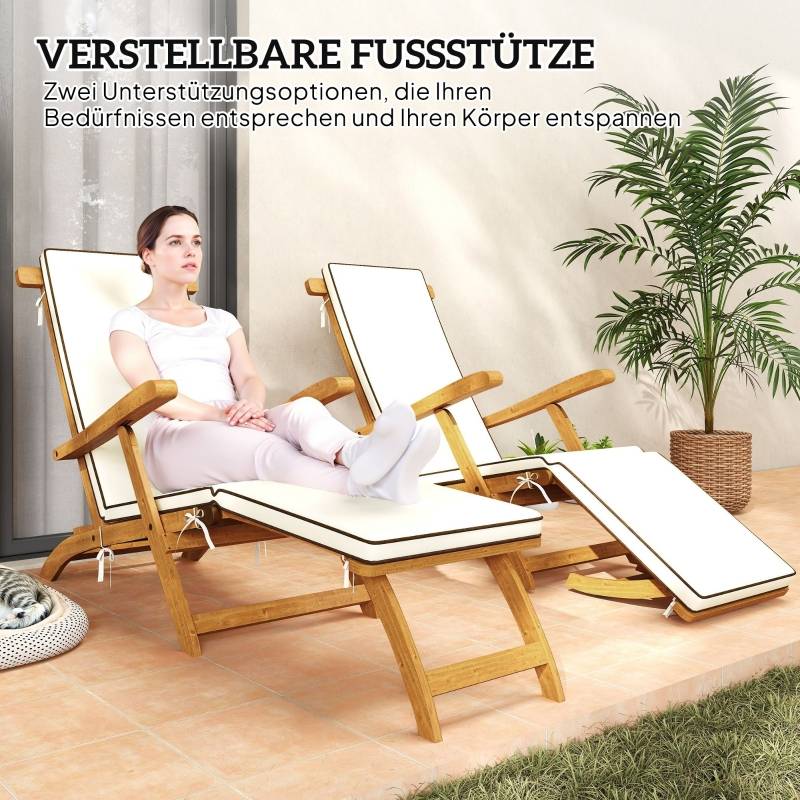 Bain de Soleil Bois Acacia Pliable Coussin Inclus Ergonomique Teck - ComfortXL Outdoor Living - Image 4