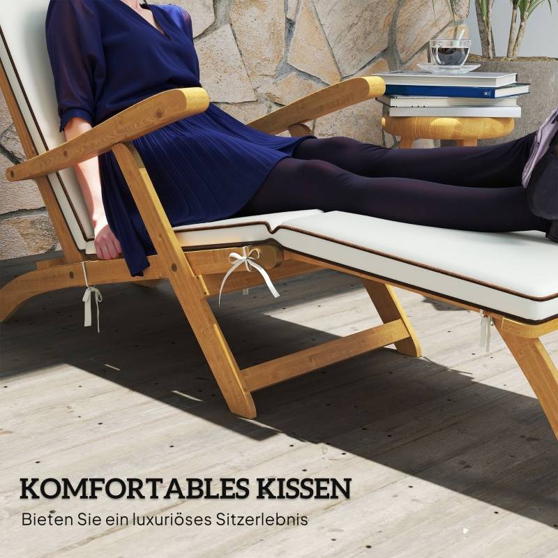 Bain de Soleil Bois Acacia Pliable Coussin Inclus Ergonomique Teck - ComfortXL Outdoor Living - Image 5