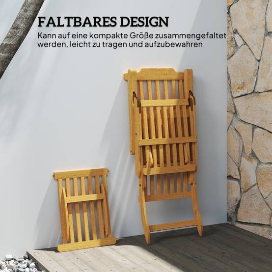 Bain de Soleil Bois Acacia Pliable Coussin Inclus Ergonomique Teck - ComfortXL Outdoor Living - Image 6