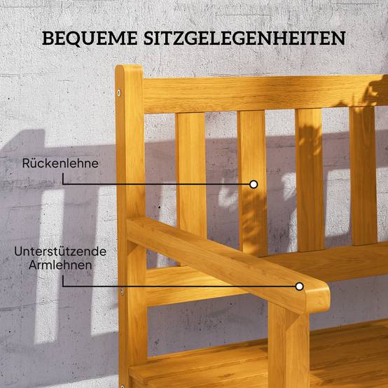 Banc de jardin 2 places en bois de teck, accoudoirs et dossier, capacité 320 kg, 149x56,5x89cm, durable - Image 7