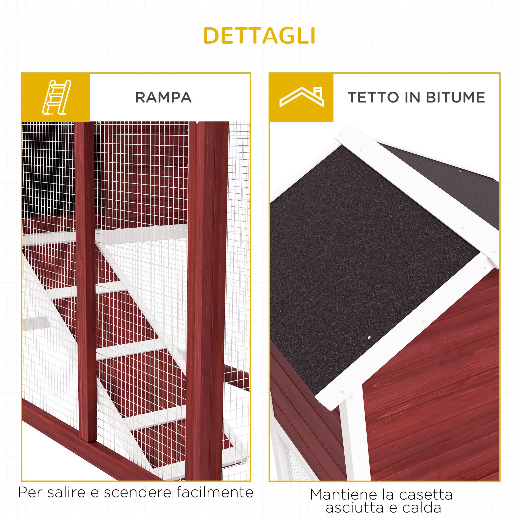 Clapier extérieur 2 niveaux bois lapin enclos intégré 123x62x92cm marron - ComfortXL Outdoor Living - Image 9