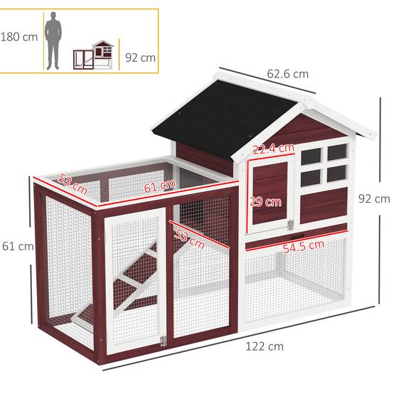 Clapier extérieur 2 niveaux bois lapin enclos intégré 123x62x92cm marron - ComfortXL Outdoor Living - Image 5