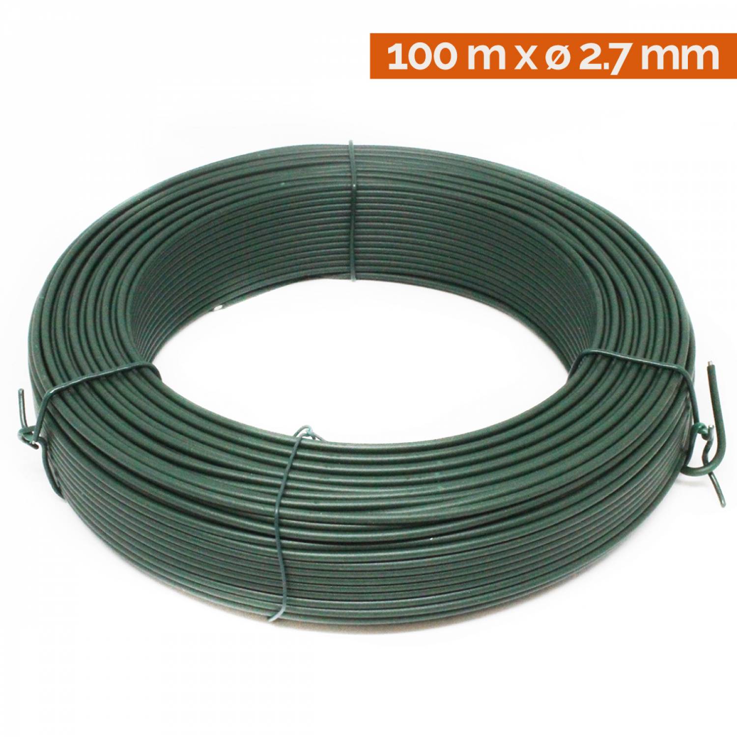 Linxor - Fil de tension en acier galvanisé plastifié pour grillage ou autre - 100 m x 2.7mm Ø - Vert  - Linxor - Imagen 2