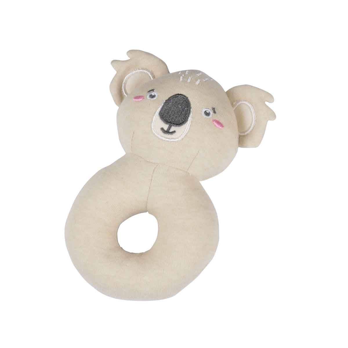 Doudou Hochet Rond Bébé "Koala" 14cm Naturel - Image 1