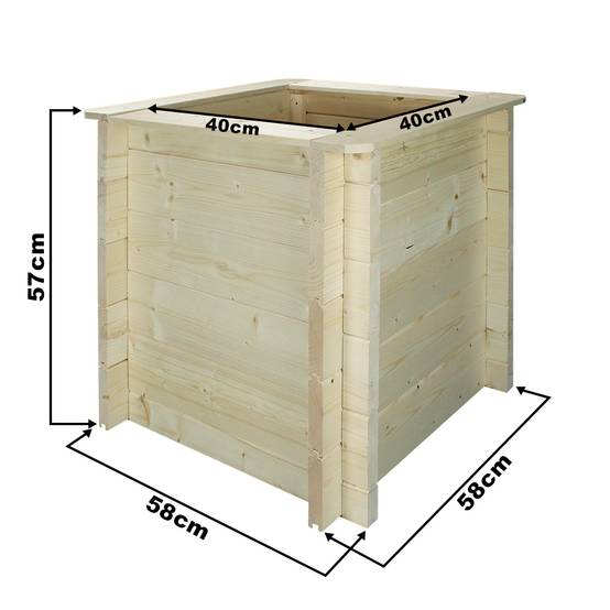 Timbela - Carre Potager Exterieur Bois 58x58xH57 cm - Jardinieres Exterieur pour Fleurs, Herbes aromatiques, Légumes - 28 mm d’épaisseur - Timbela M618 - Image 6