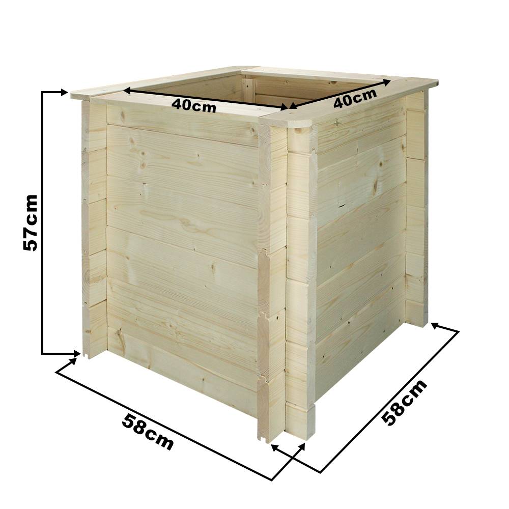 Timbela - Carre Potager Exterieur Bois 58x58xH57 cm - Jardinieres Exterieur pour Fleurs, Herbes aromatiques, Légumes - 28 mm d’épaisseur - Timbela M618 - Image 6
