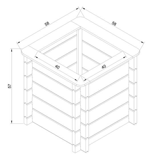 Timbela - Carre Potager Exterieur Bois 58x58xH57 cm - Jardinieres Exterieur pour Fleurs, Herbes aromatiques, Légumes - 28 mm d’épaisseur - Timbela M618 - Image 7