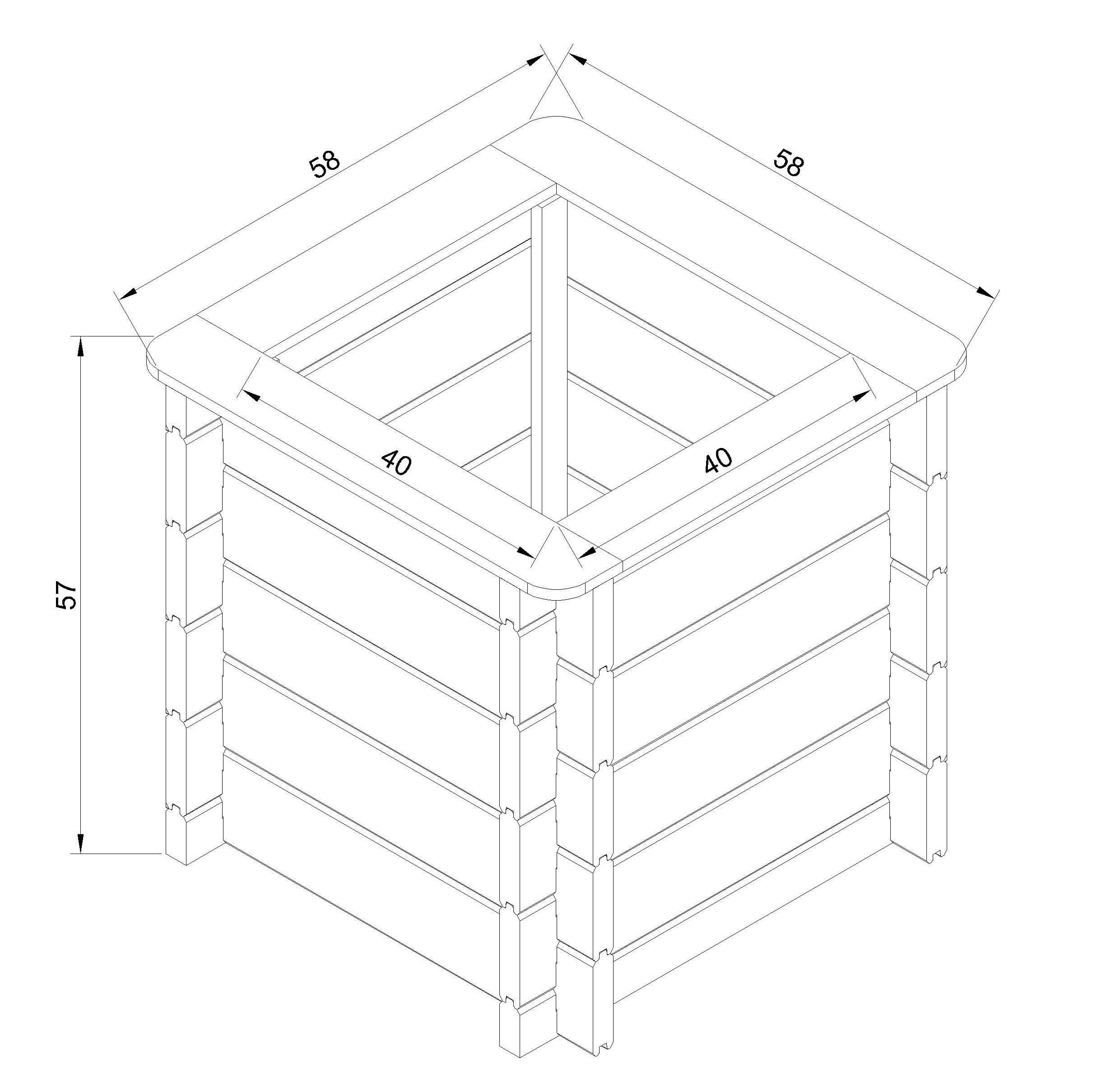 Timbela - Carre Potager Exterieur Bois 58x58xH57 cm - Jardinieres Exterieur pour Fleurs, Herbes aromatiques, Légumes - 28 mm d’épaisseur - Timbela M618 - Image 7