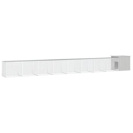 Poulailler enclos acier galvanisé volaille extérieur parc grillage 900x91x100cm gris - ComfortXL Outdoor Living - Image 1