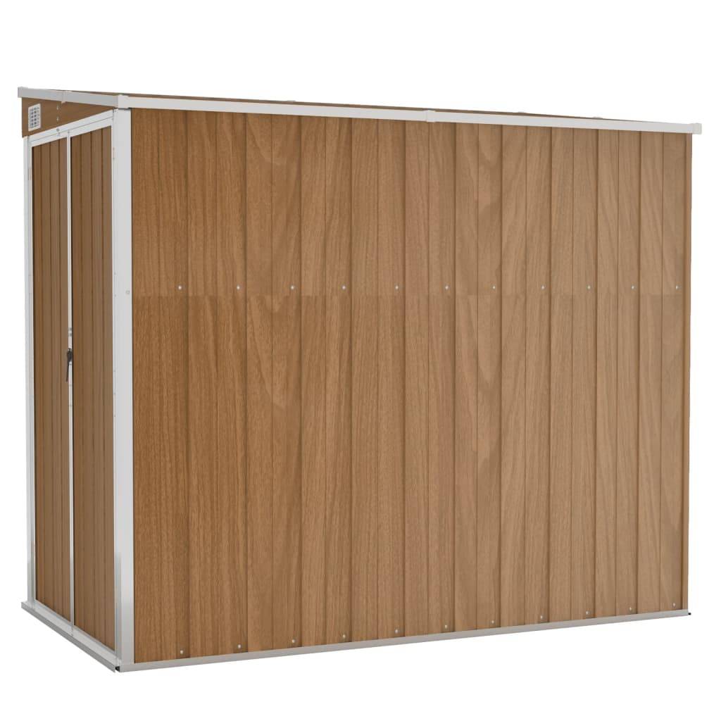 Helloshop26 - Abri de jardin cabane cabanon maison de stockage remise extérieur hangar outils robuste mural 118 x 194 x 178 cm acier galvanisé marron - Imagen 1