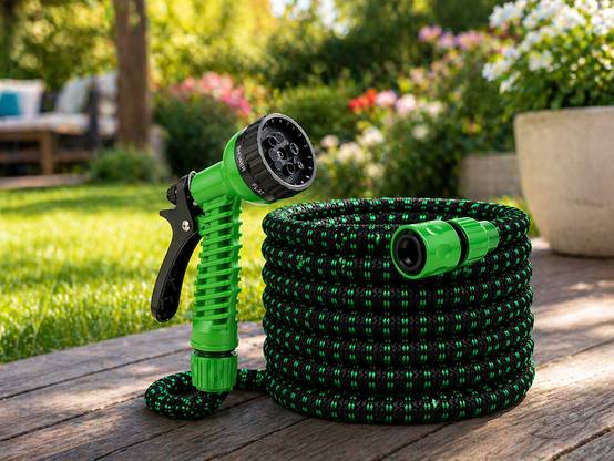 Tuyau d'arrosage flexible et extensible avec pistolet et raccords, résistant et solide, 7-15 m - Image 6