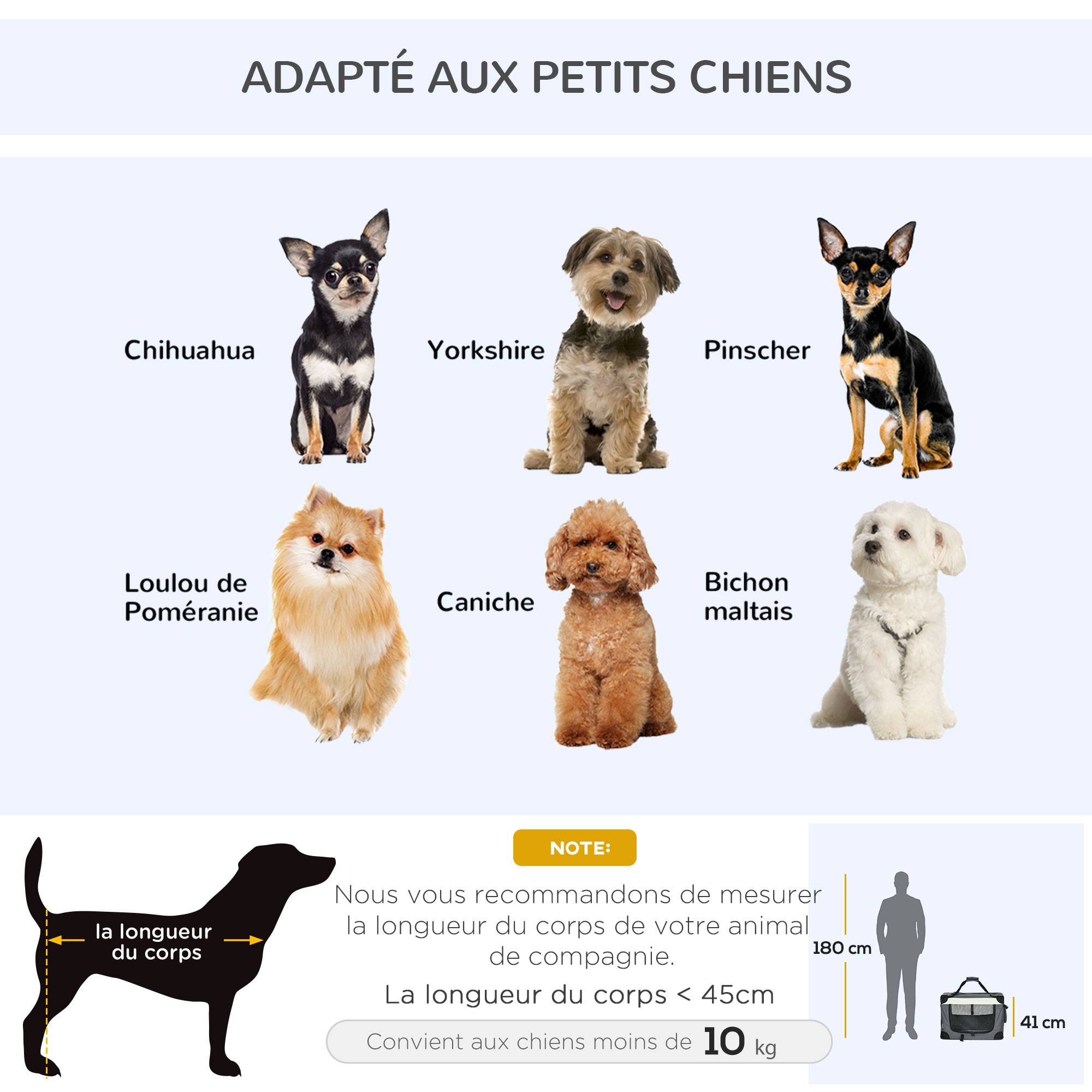 Sac transport petit chien Oxford acier voyage respirant pliable 60x41x41cm gris - ComfortXL Outdoor Living - Image 9