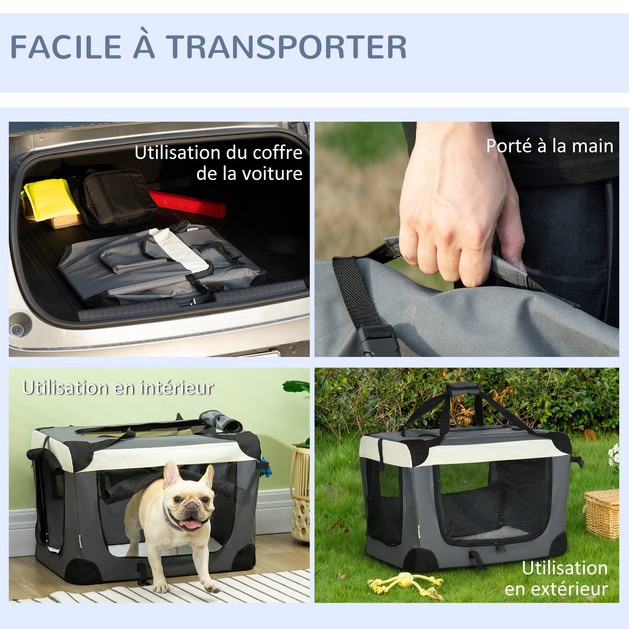 Sac transport petit chien Oxford acier voyage respirant pliable 60x41x41cm gris - ComfortXL Outdoor Living - Image 10