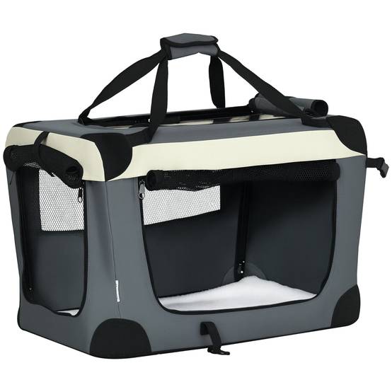 Sac transport petit chien Oxford acier voyage respirant pliable 60x41x41cm gris - ComfortXL Outdoor Living - Image 1
