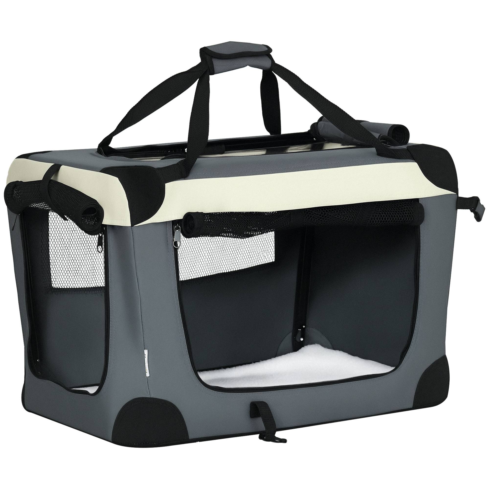 Sac transport petit chien Oxford acier voyage respirant pliable 60x41x41cm gris - ComfortXL Outdoor Living - Image 1