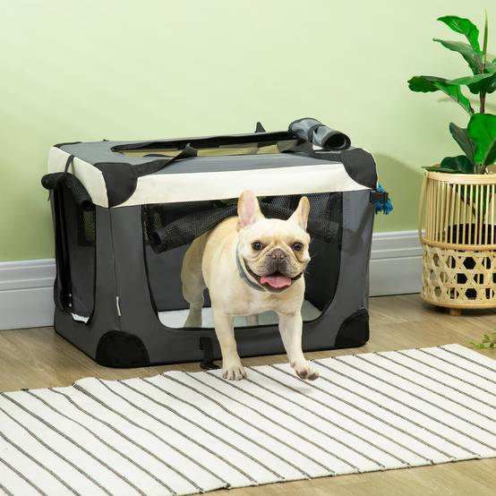 Sac transport petit chien Oxford acier voyage respirant pliable 60x41x41cm gris - ComfortXL Outdoor Living - Image 3