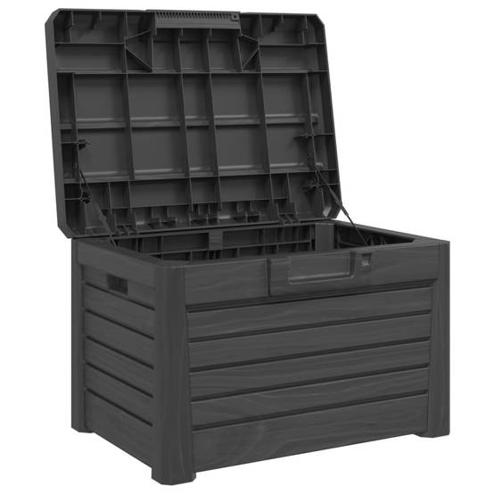 Coffre de Jardin Polypropylène Verrouillable Imitation Bois Rangement Coussins Extérieur Anthracite 120L – ComfortXL Outdoor Living - Image 8
