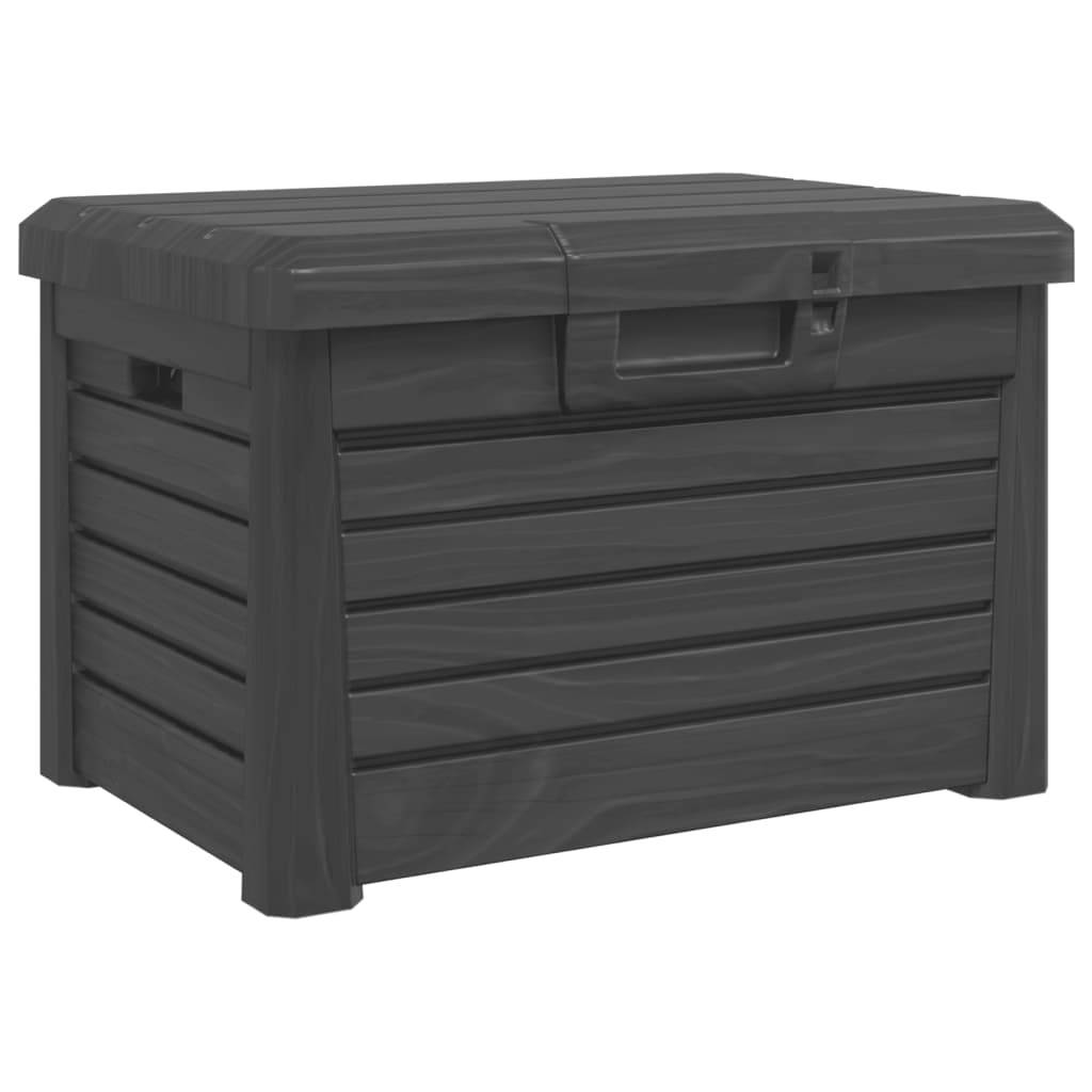 Coffre de Jardin Polypropylène Verrouillable Imitation Bois Rangement Coussins Extérieur Anthracite 120L – ComfortXL Outdoor Living - Image 2