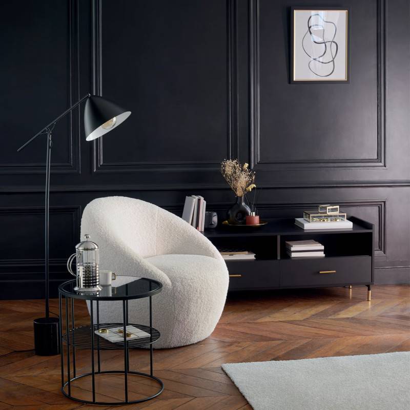 Fauteuil bouclette Romi blanc Atmosphera - Image 2