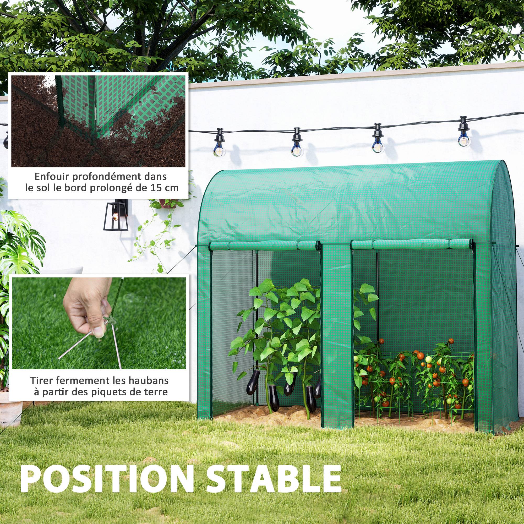 Serre de Jardin pour Tomates Acier PE Protection UV 2 Portes Enroulables 2x1x1,78m Vert - ComfortXL Outdoor Living - Image 9