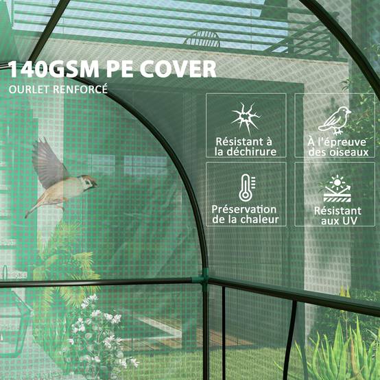 Serre de Jardin pour Tomates Acier PE Protection UV 2 Portes Enroulables 2x1x1,78m Vert - ComfortXL Outdoor Living - Image 7