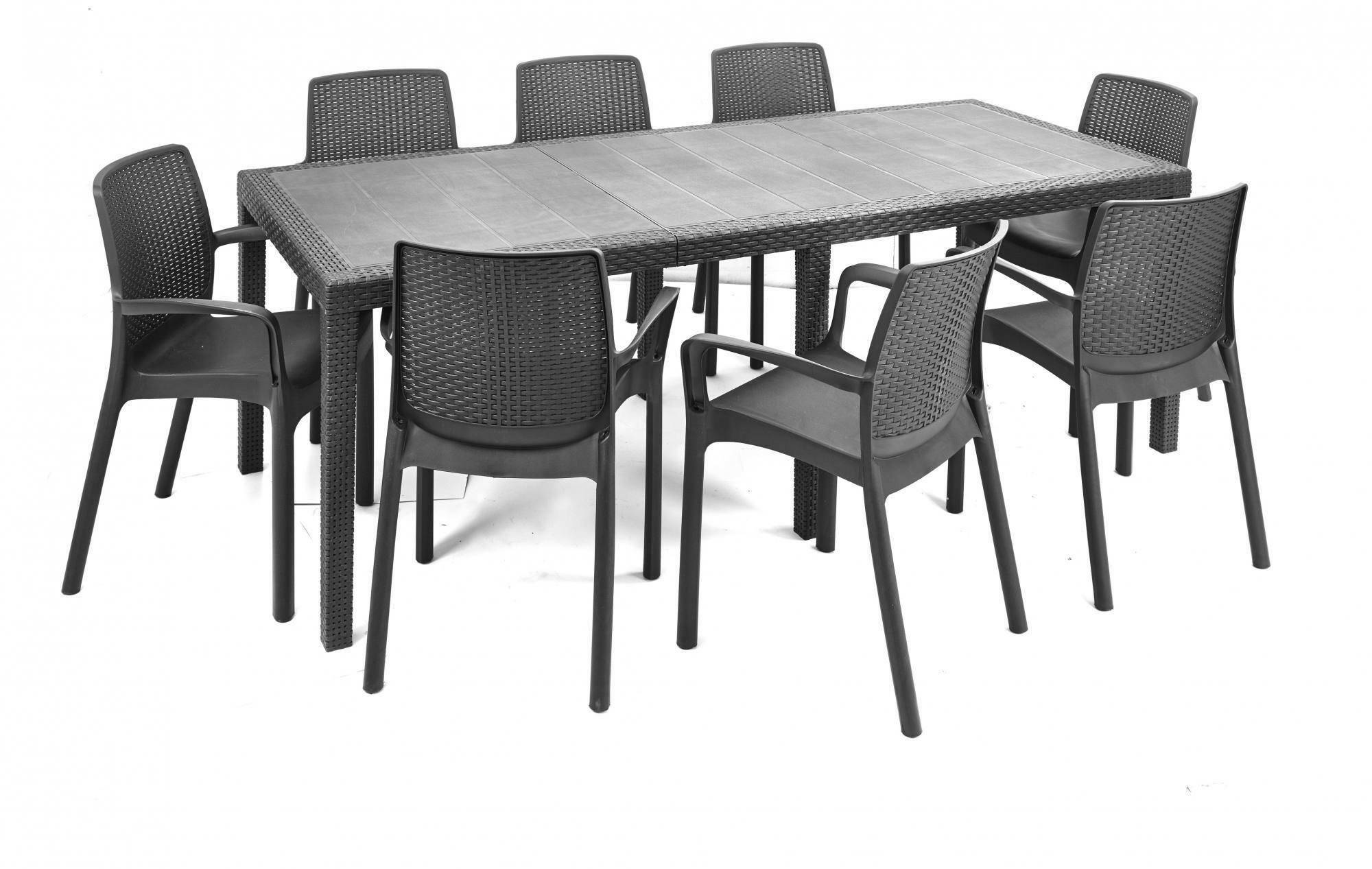 Dmora - Chaise d'extérieur Damols, Siège de jardin, Chaise pour table à manger, Fauteuil d'extérieur effet rotin, 54x60h82 cm, Anthracite - Dmora - Imagen 7