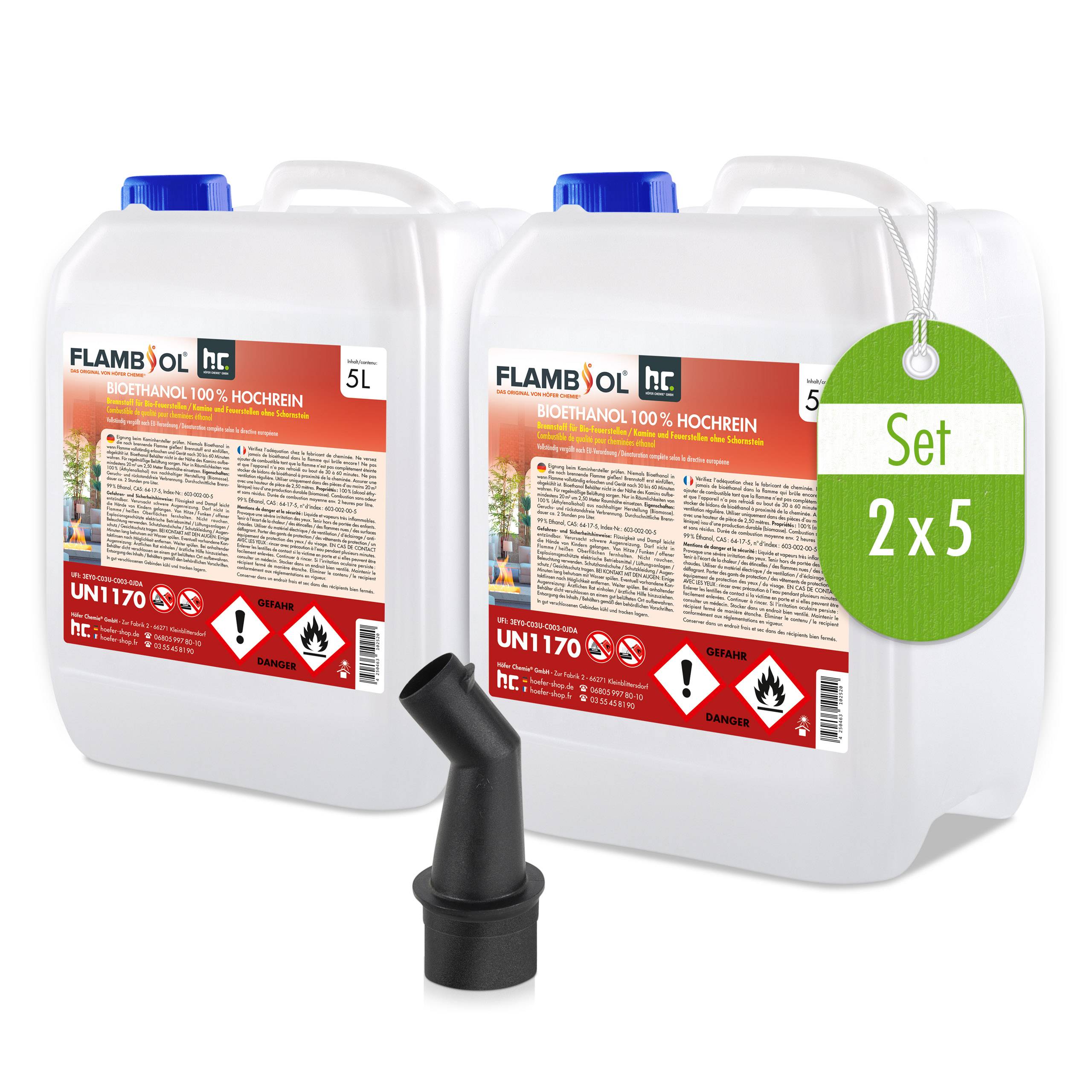 Bioéthanol à 100% dénaturé FLAMBIOL® en bidon de 5 L x 96 - Image 2