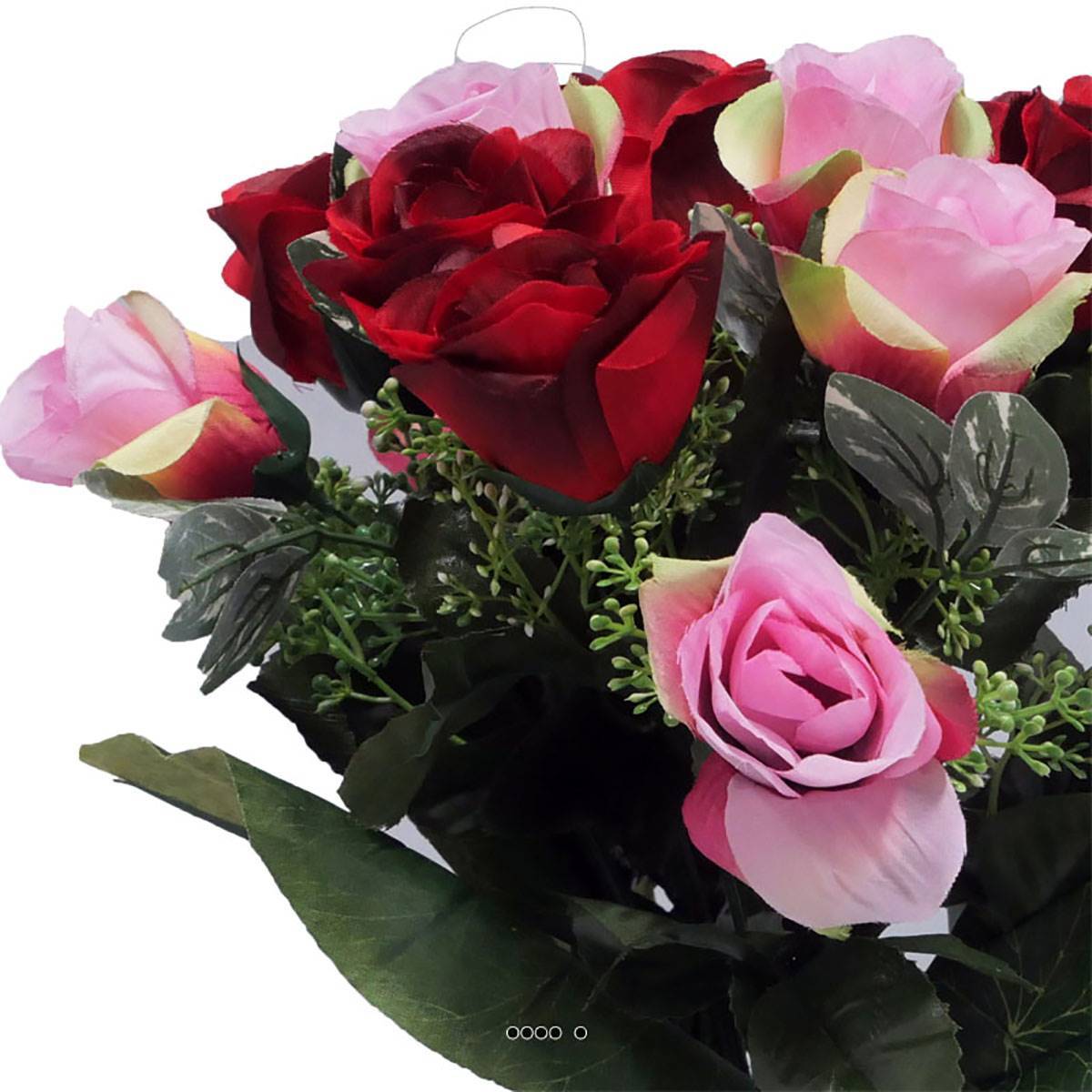 Pot fleurs artificielles pour le cimetière boutons de roses Rouge - couleur: Rouge - Image 3
