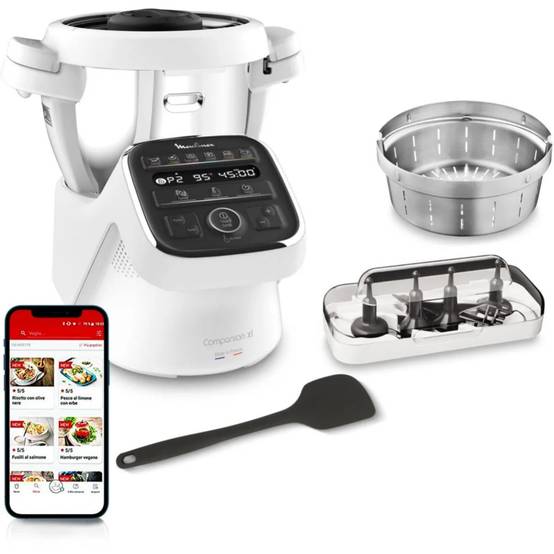 Moulinex - Robot cuiseur multifonctions 3l 1550w blanc/gris HF80DB10 Moulinex - Image 1