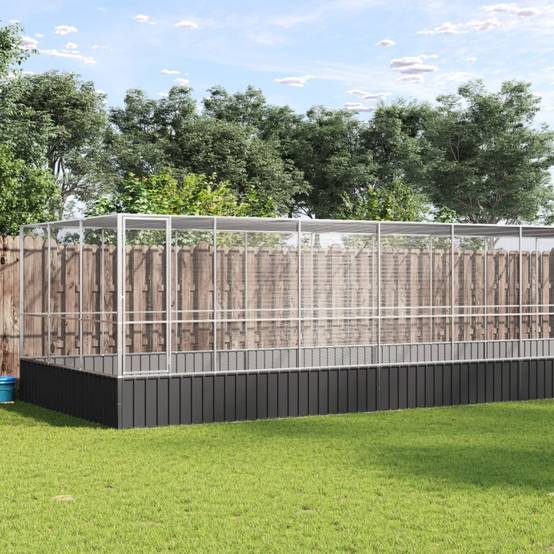 Volière Géante Acier Galvanisé Jardin 1139x307cm Argent - ComfortXL Outdoor Living - Image 1